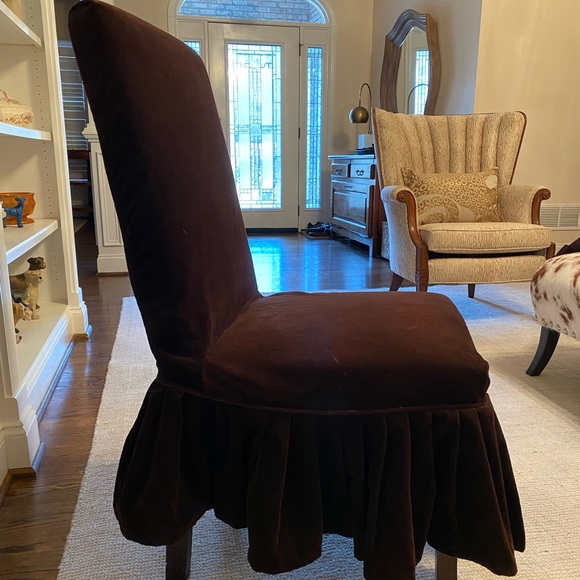 Brown Velvet Chair Cover - Picture 1 of 16